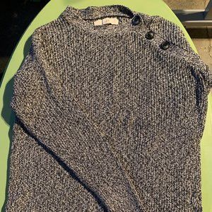 Loft Black & White Sweater with Buttons - Size XS
